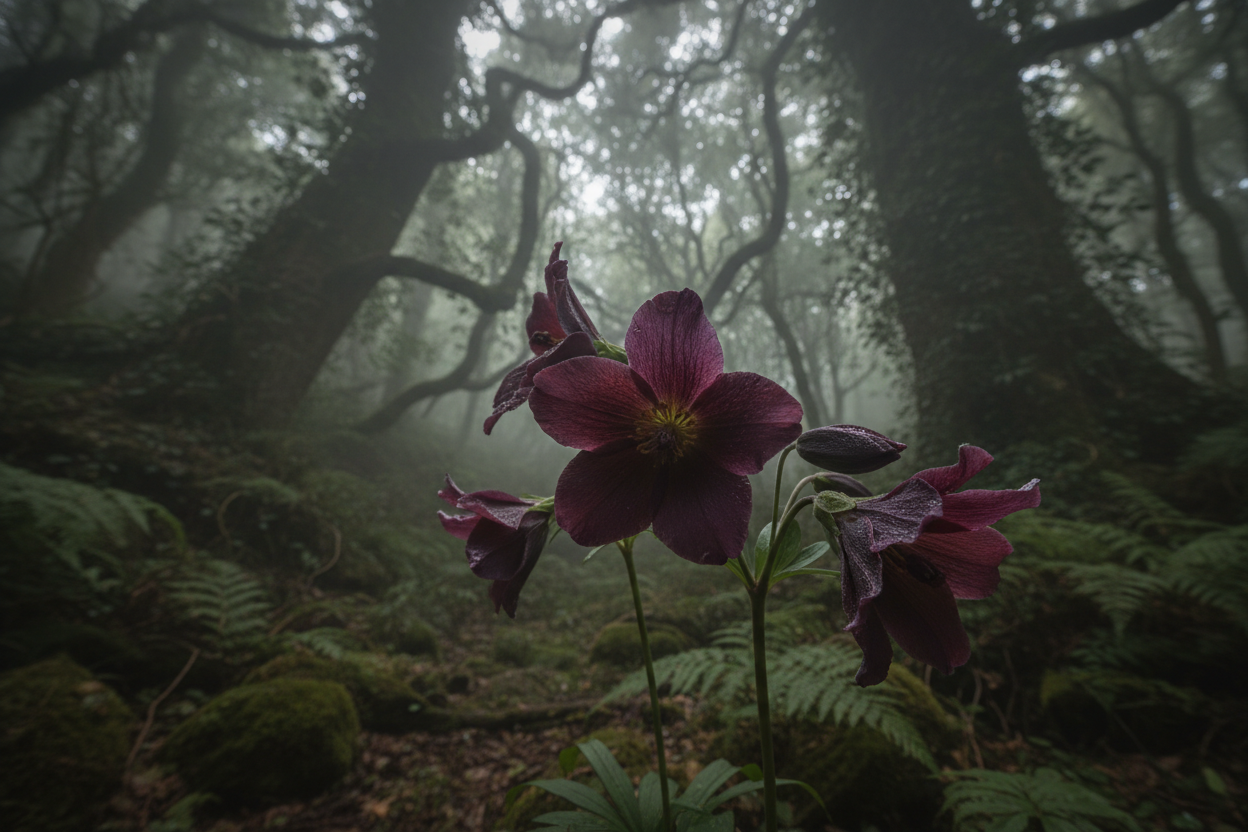 dark flowers in the forest